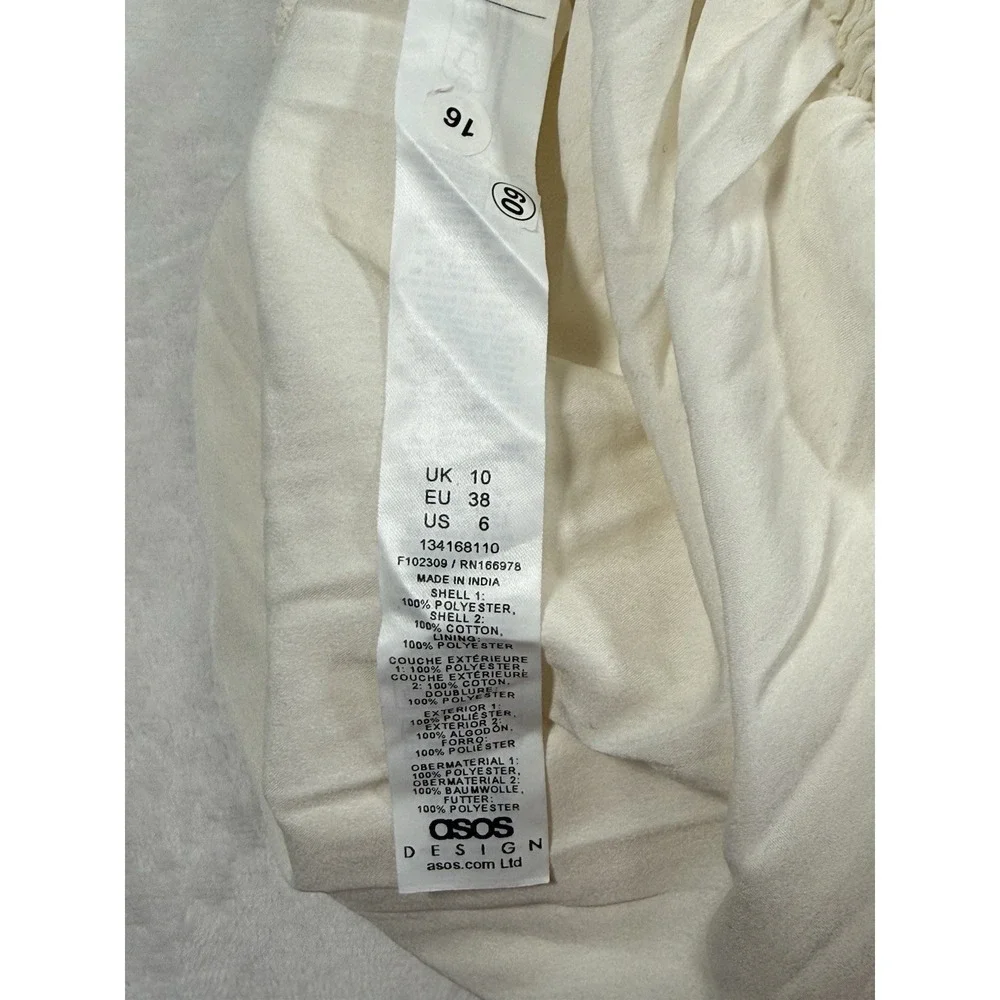 ASOS DESIGN ruched bodice bubble‎ hem mini dress in cream US6 Uk 10 Eu38